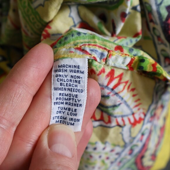 VTG Polo Ralph Lauren Shirt Mens XL Yellow Paisley Bob Camp Psychedelic 90s - Picture 9 of 12